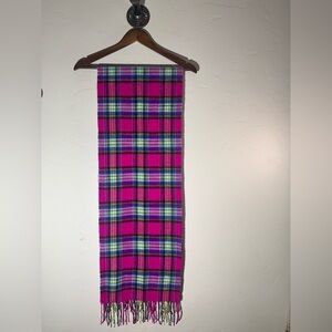100% Cashmere Soft Vibrant‎ Pink/Purple Tartan Print Scarf